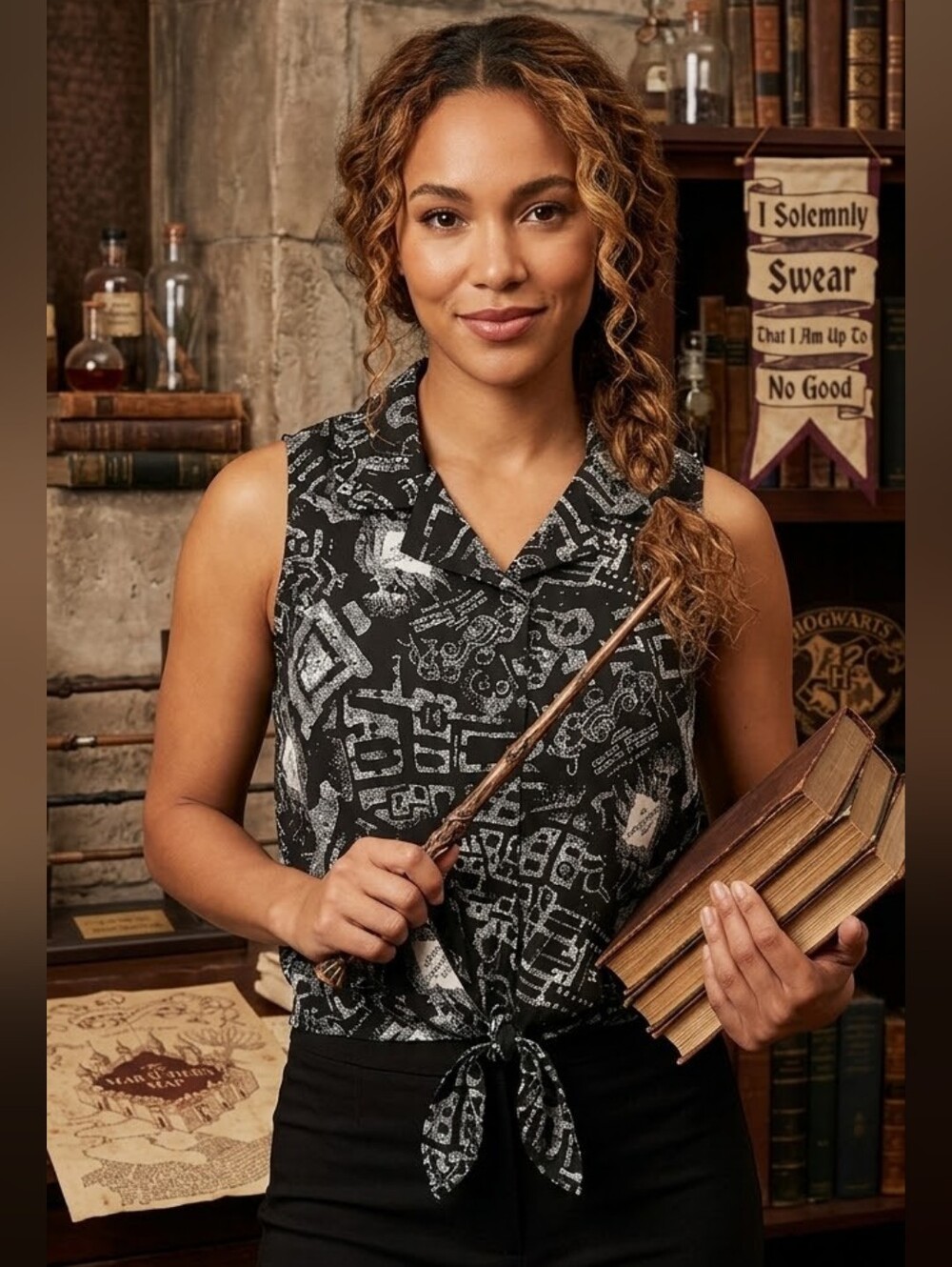 ⚡️Harry Potter Marauder's Map Graphic Blouse 🖤🤍